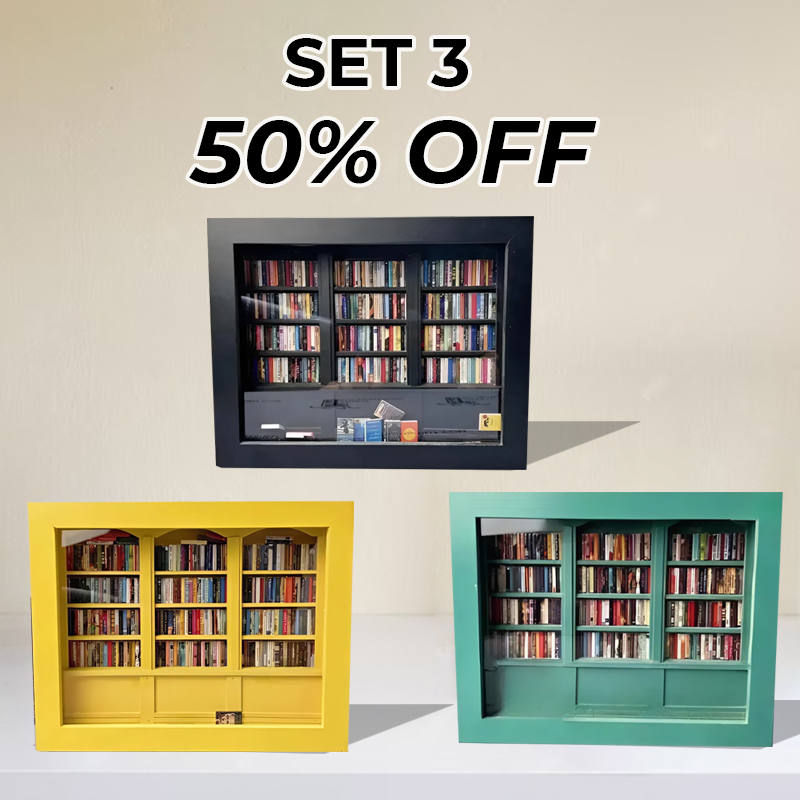 Original Anxiety Bookshelf – 200+ Mini Books for Stress Relief & Decor