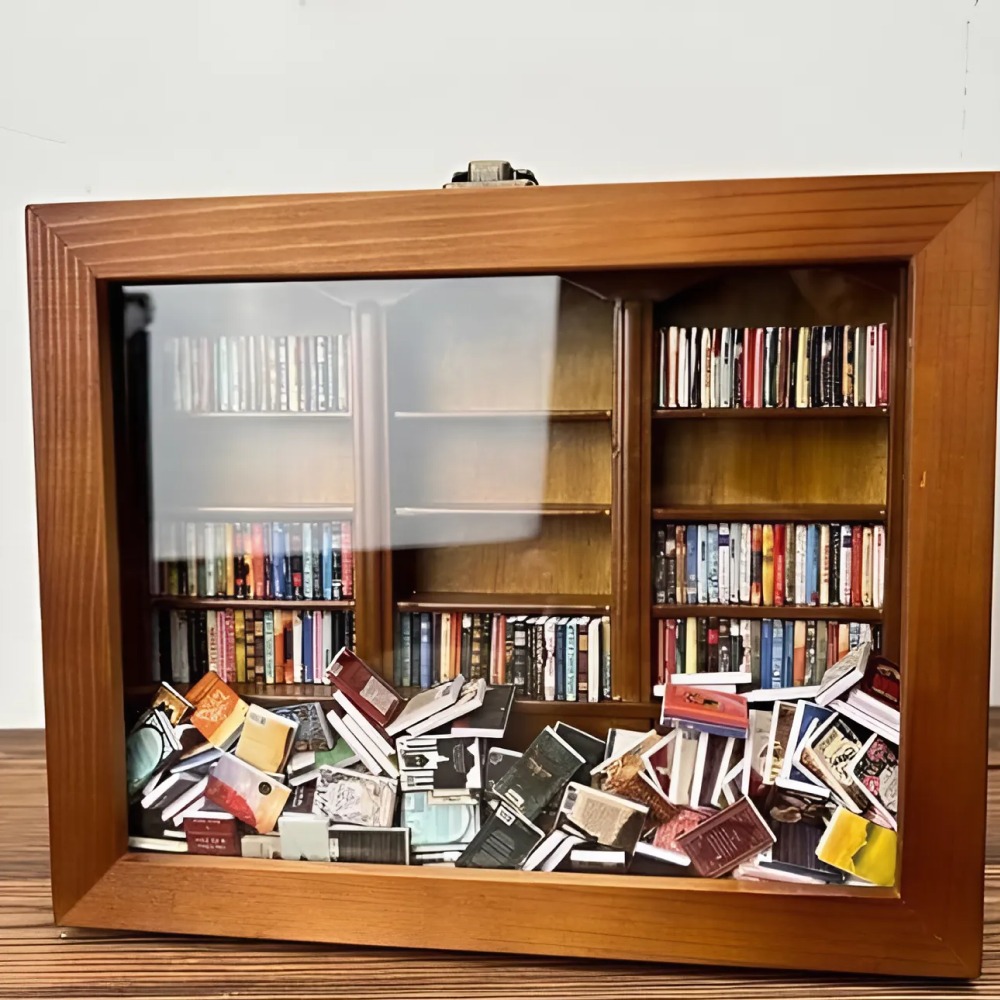 Original Anxiety Bookshelf – 200+ Mini Books for Stress Relief & Decor